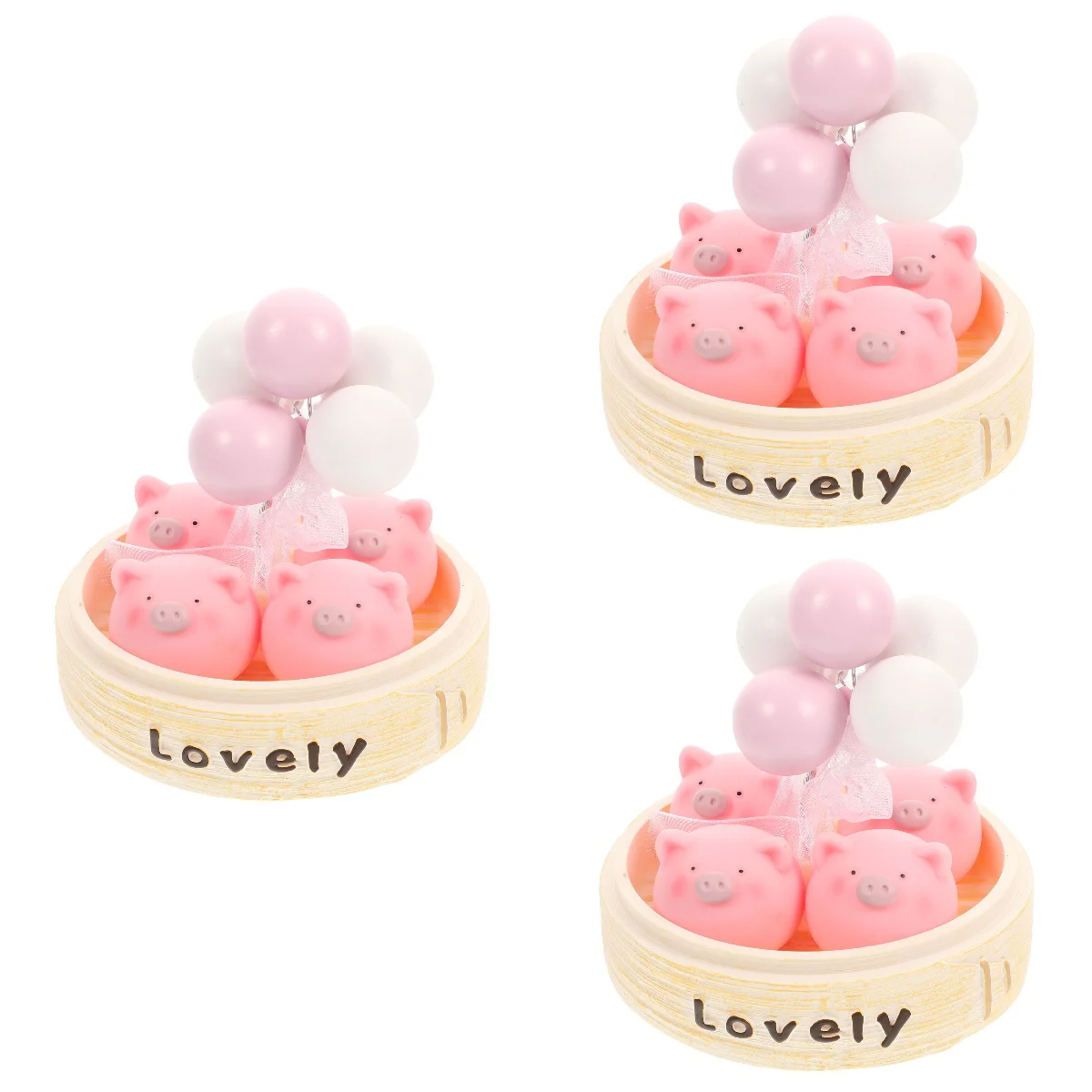 

3pcs Steamer Decoration Car Decor Birthday Cake Decoration Home Desktop Decor