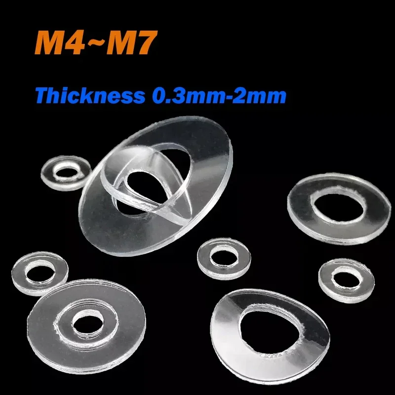 Шайба из ПВХ M4 M4.2 M5 M6 M7 Толщина 0,3–2 мм Мягкий пластик ПВХ Прозрачная прозрачная простая прокладка Кольцевая прокладка Плоская шайба