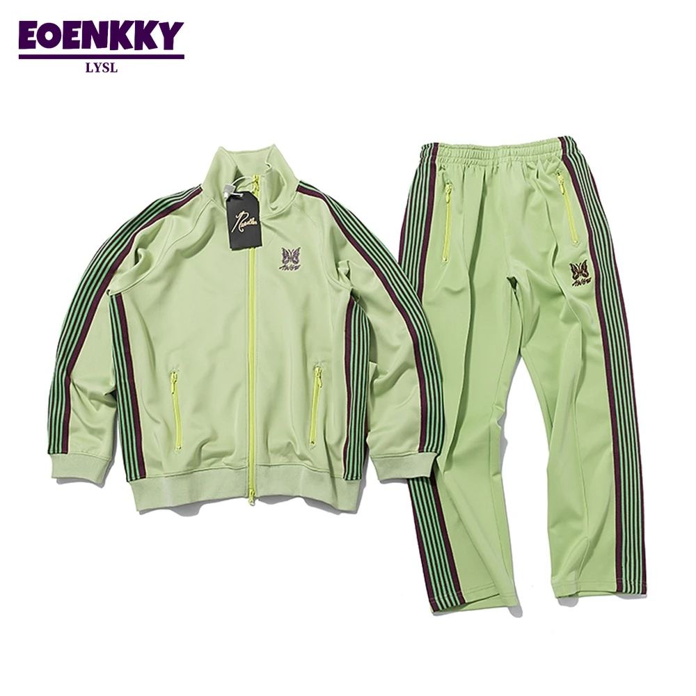 

Needles Jacket Set Men Women 1:1 High Quality Butterfly Embroidery Coats Track Jackets Sweatpants AWGE Outerwear Pants Suit