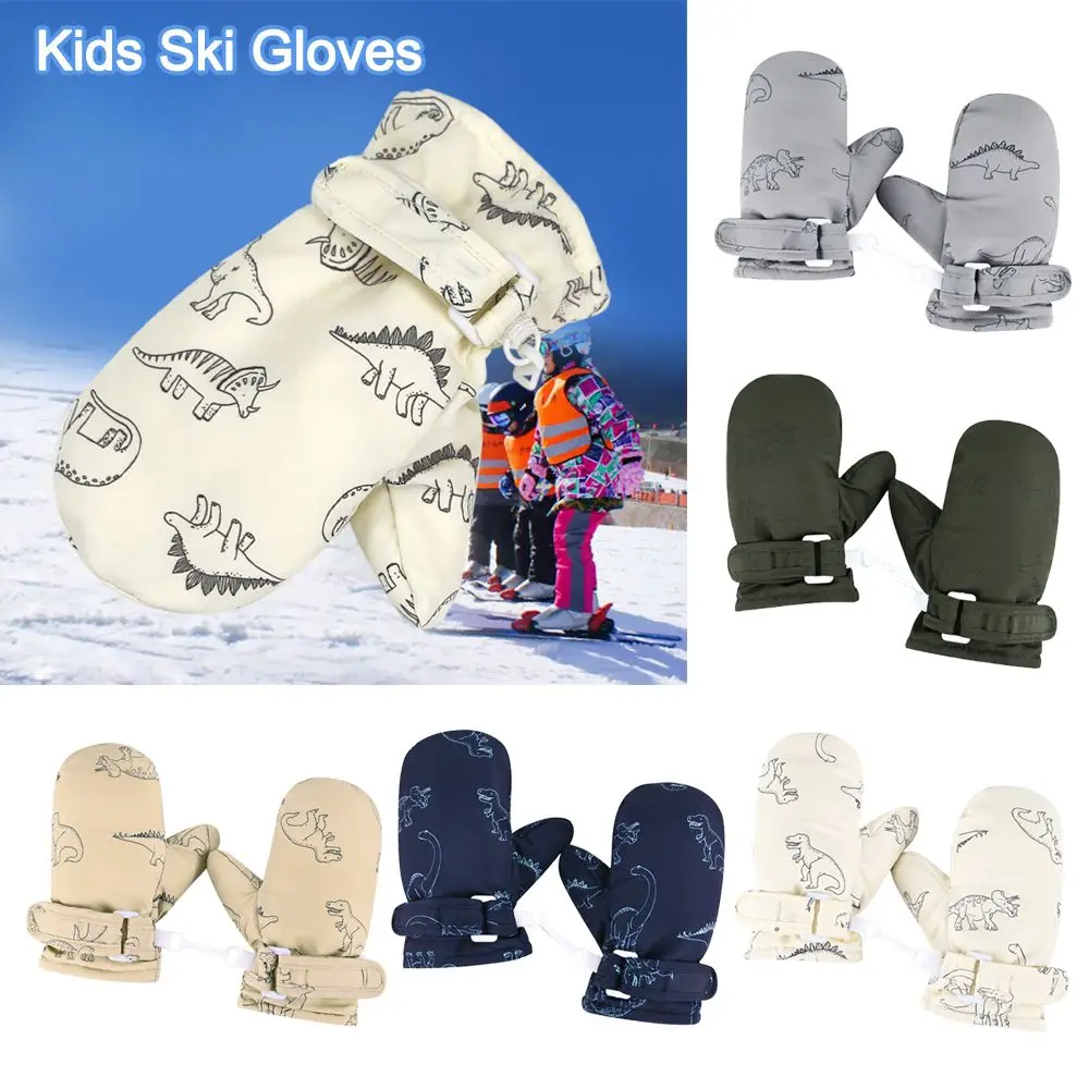 

Модные ветрозащитные Нескользящие Детские спортивные варежки с мультяшным рисунком для мальчиков и девочек плотные теплые детские лыжные перчатки водонепроницаемые