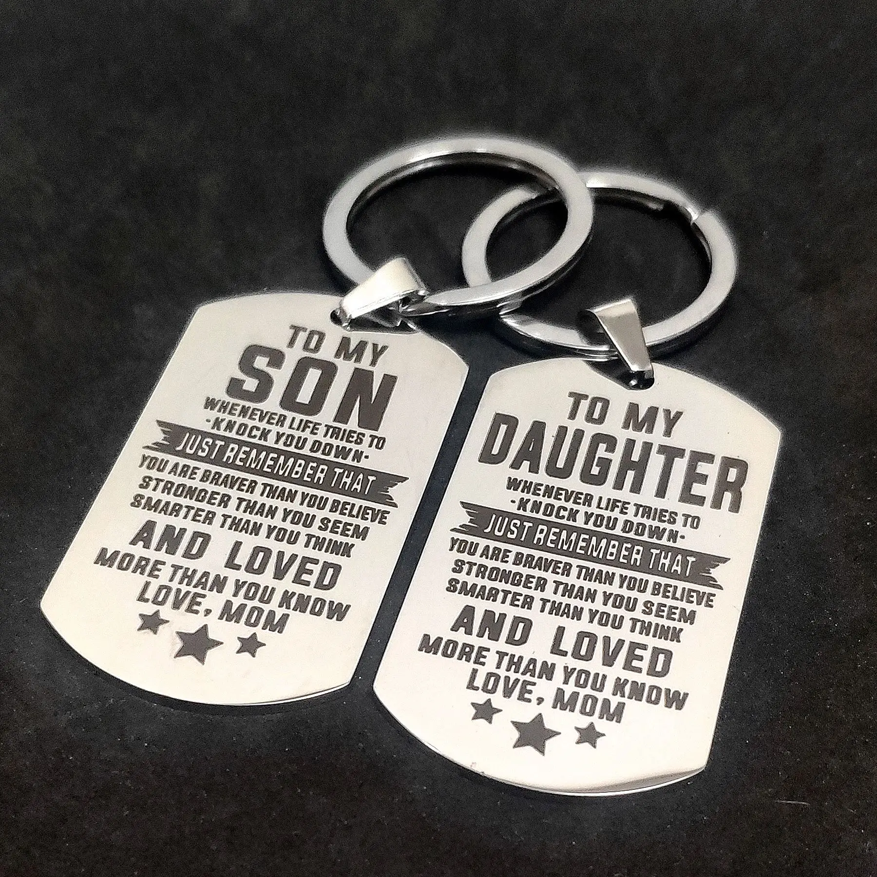 

Couple Gift Military Tag Lanyard for Keys Birthday Personality Keyring Kids Creativity TO MY SON DAUGHTER Stainless Steel Holder