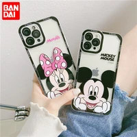 bandai brand cute mickey and minnie angel eyes couple clear tpu phone case for iphone xr xs max 7 8 11 12 13 13 pro max case