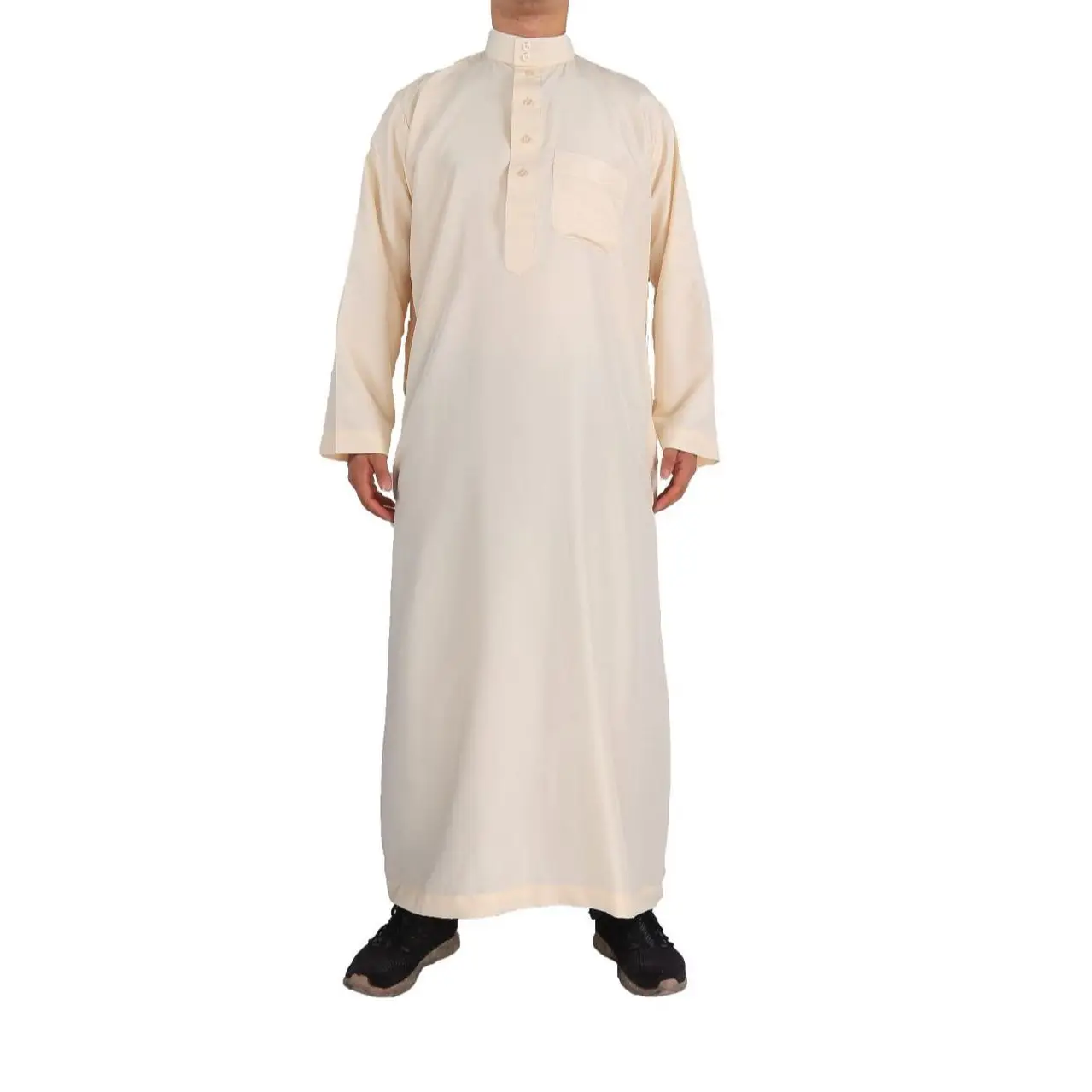 New Men Jubba Thobe Muslim Robe Arabic Turkish Islamic Clothing Abaya Dubai Kaftan Long Sleeve Soild Saudi Arabia Clothes
