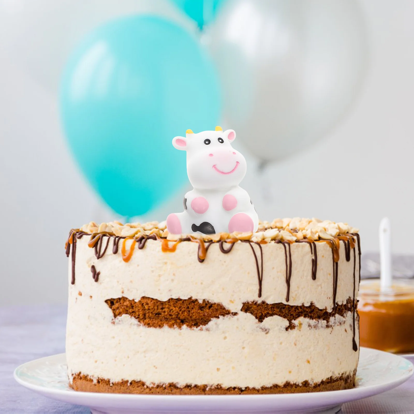 

Lip Gloss Cake Ornament Baby Shower Squeaky Toy Dairy Cow Decoration Topper Bath