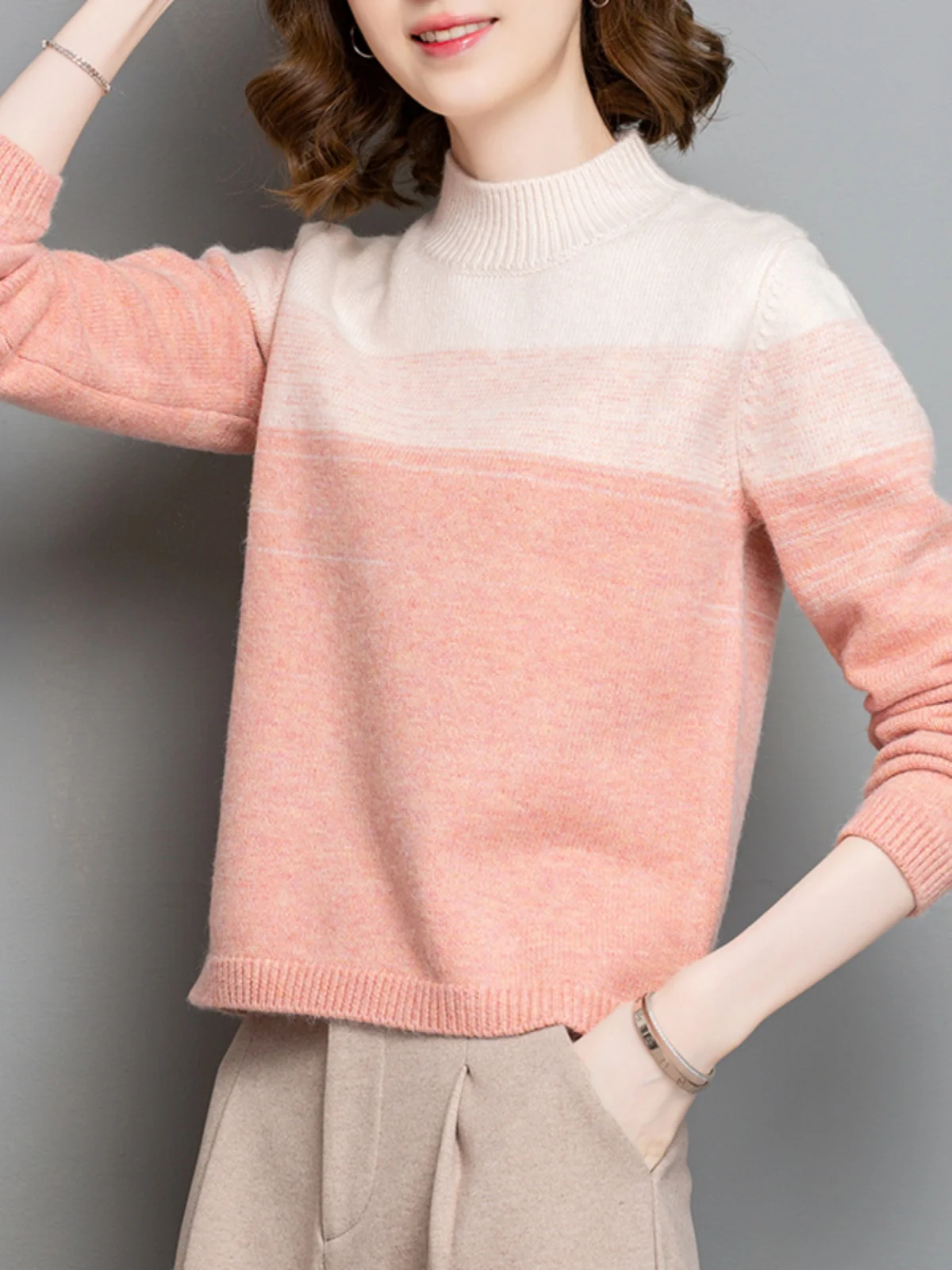 Свитер с полувысоким воротником женский короткий свитер на осень и зиму 2024 новый