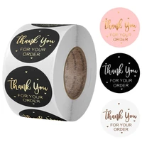 500 pcsroll thank you for your order sealing sticker bronzing round labels gift box stationery decorative sticker transparent