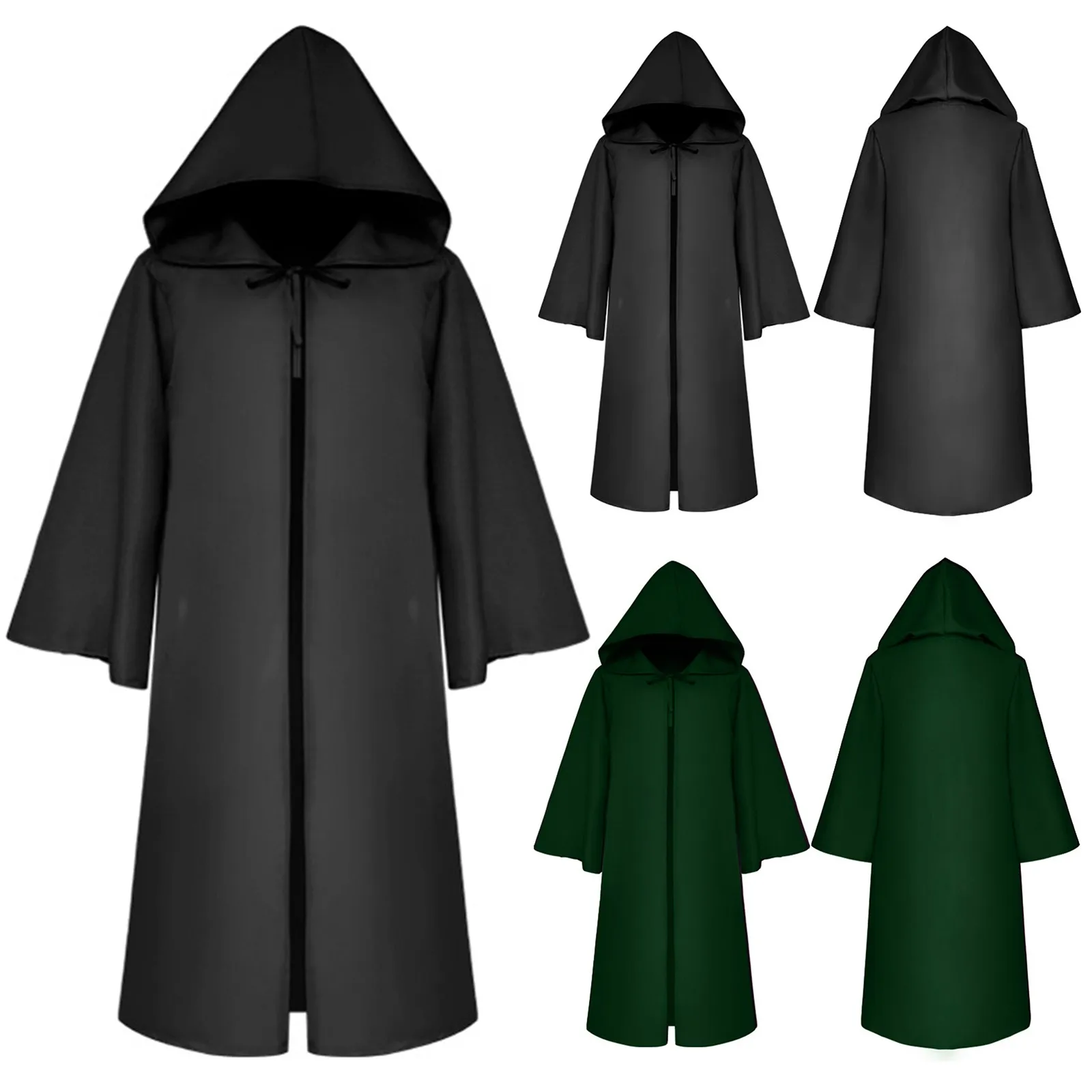 

Greek Mythological Death Thanatos Cosplay Costumes Black Hooded Cloak Scary Witch Devil Role Play Long Black Robe Gown Outfit