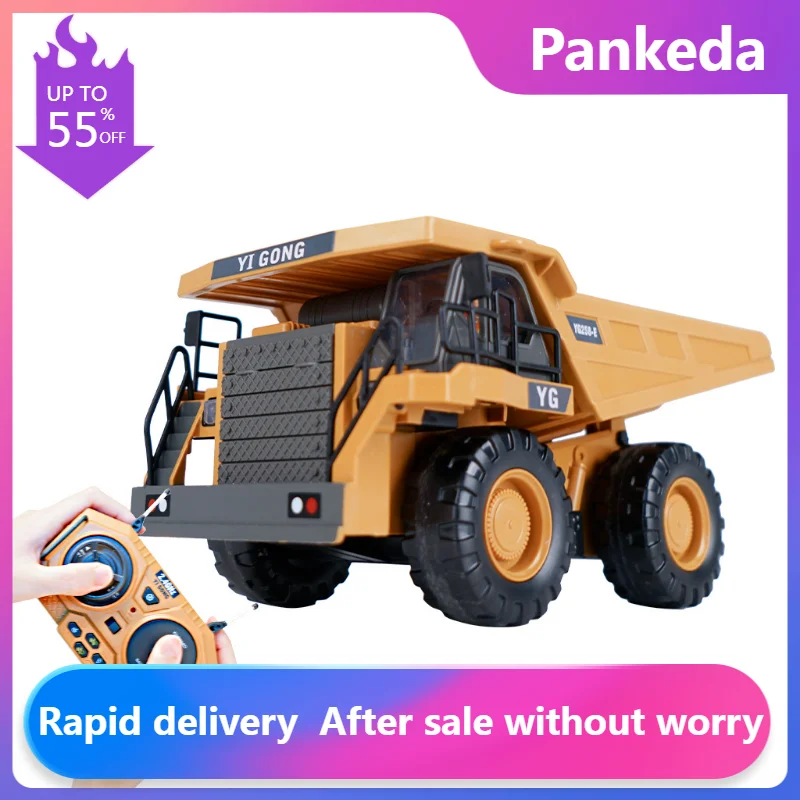 

1:24 9CH RC Alloy Dump Truck Car Engineering Vehicle Forklift Heavy Excavator Remote Control Car Toys for Boys Children's Gifts