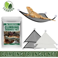 2pcs lizard lounger breathable bearded dragons hanging bed reptiles climbing triangle net for chameleon hammock snakes