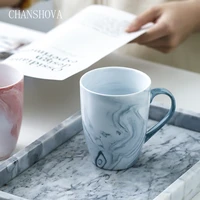 chanshova ceramic hand grip coffee cup milk mug 320ml personality marble texture teacup drinking glass china porcelain c028