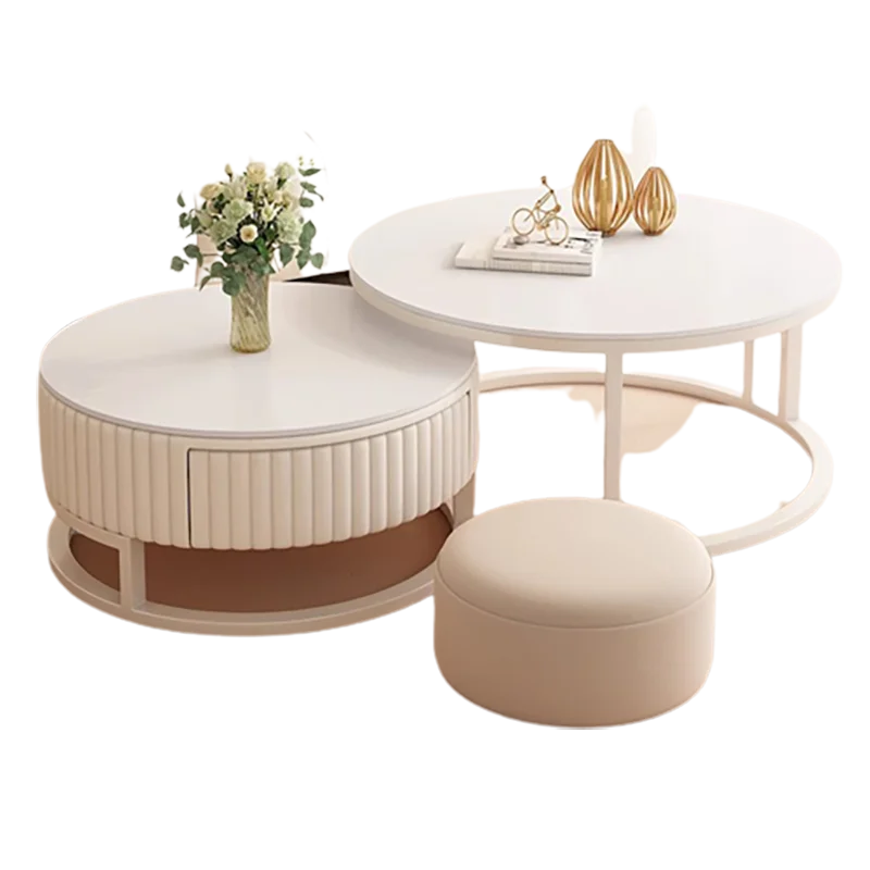 Дизайнерские журнальные столики для хранения белые круглые зеркальные гостиной