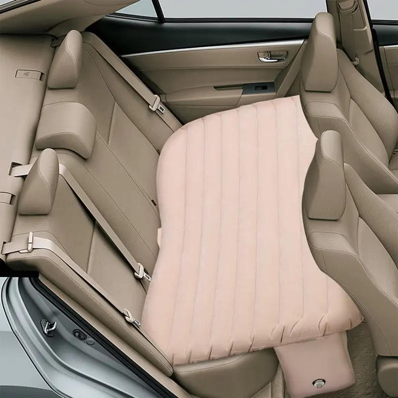 

Car Bed Air Mattress with Motor , Two Pillows, Natural Beige, 55" x 35" x 18" Camping Inflatable Air Mattress Thickness Folding