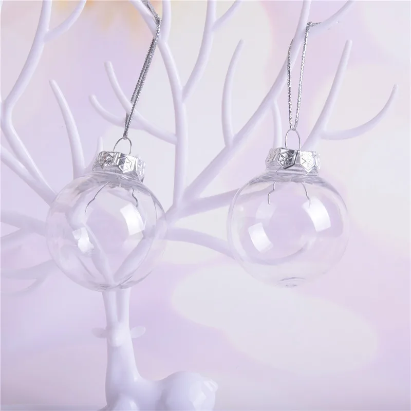 

10pcs 6/8/10cm Fillable Bauble Clear Plastic Ball Baubles Tree Balls Ornaments Hanging Pendant For Wedding Party Decor