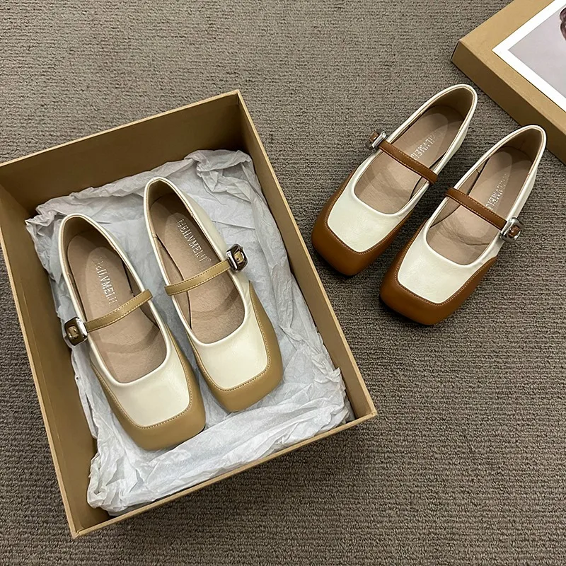 Туфли женские на низком каблуке квадратный носок Классическая удобная летняя