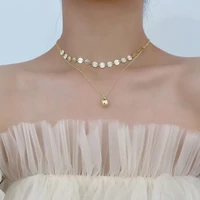exquisite double layer ball bead sequin necklace for women 2022 fashion trend light luxury temperament collarbone chain jewelry
