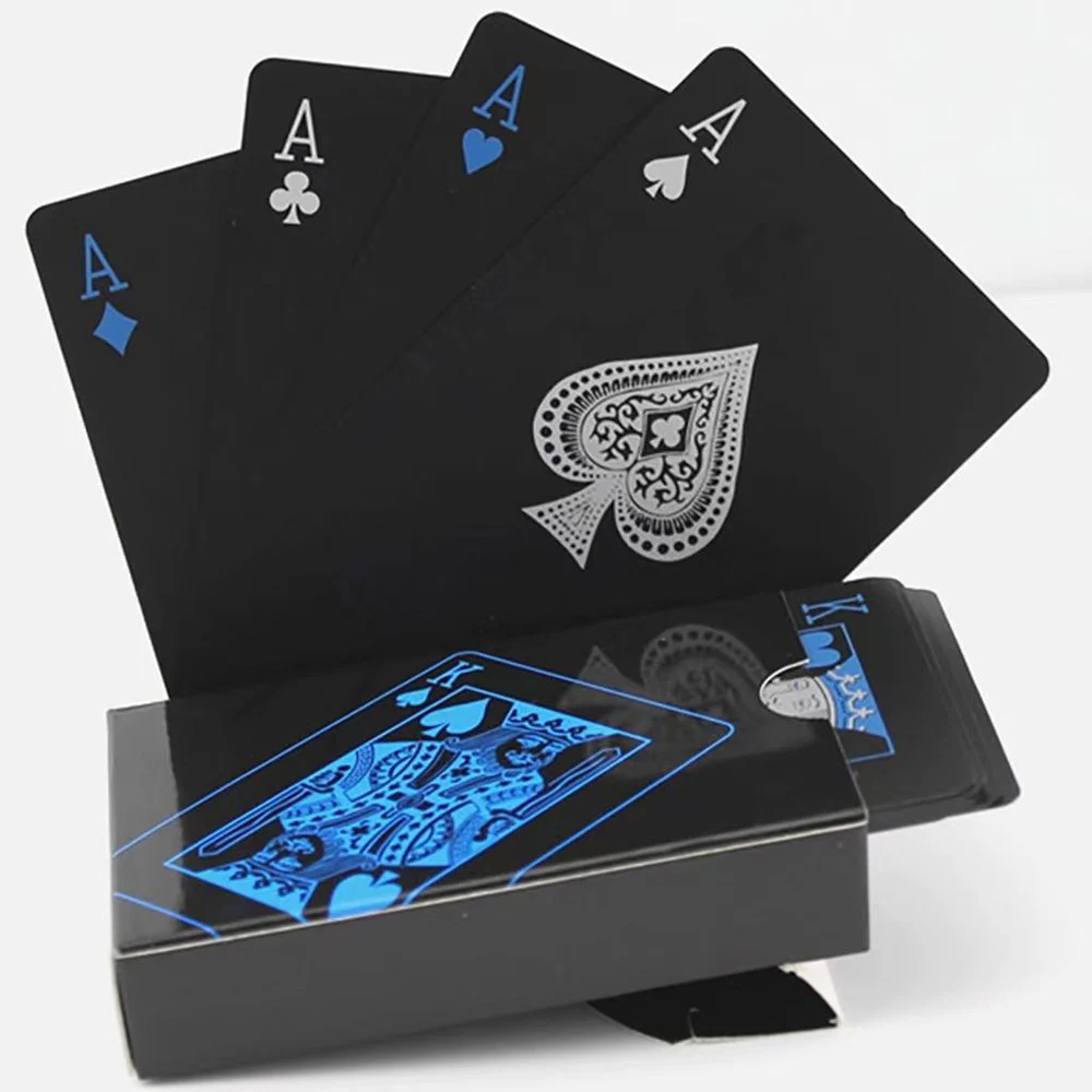 63x88 мм черные ПВХ водонепроницаемые чистые пластиковые игральные карты прочные