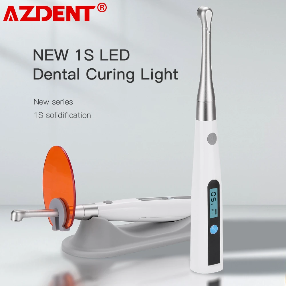 AZDENT 2022 Dental Curing Light Lamp LED Cordless Metal Head 1S Cure 3 Modes 800-1400mw/cm² Recumbent Design Dentistry Equipment