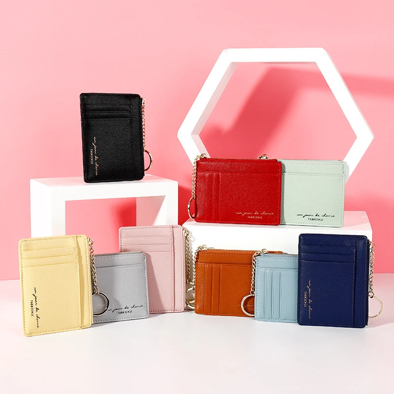 

Stylish Simplicity Mini Card Holders For Women High Quality Women's ID Credit Card Holder Zipper Small Coin Pocket Wallet Ladies