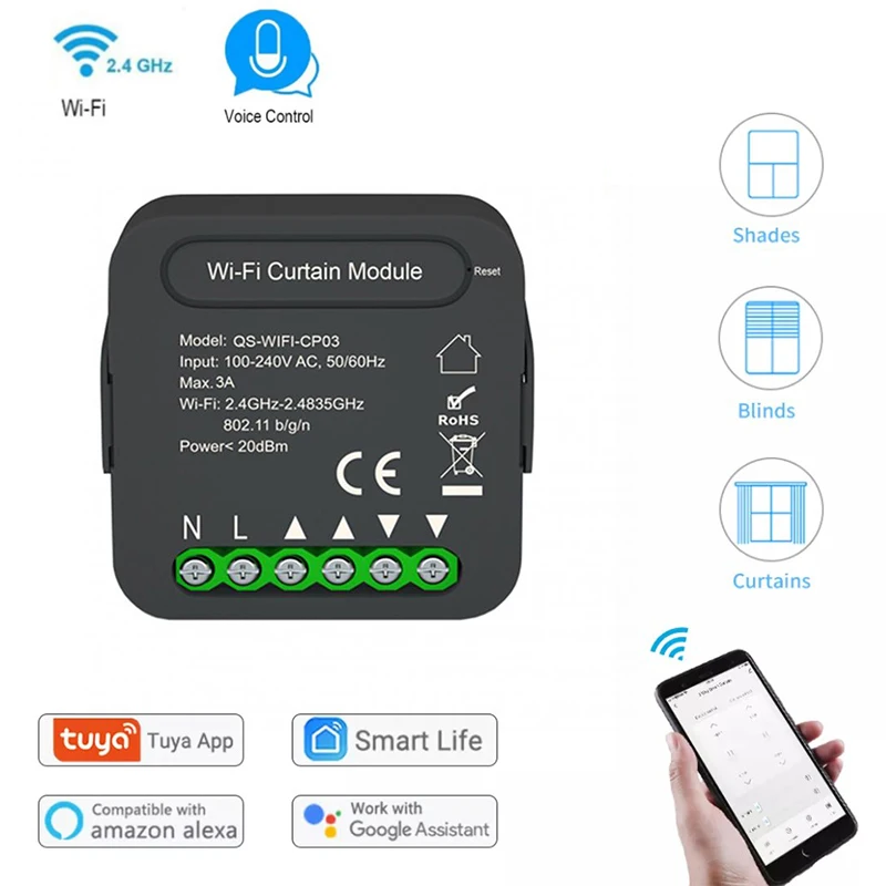 

Умный модуль для штор и жалюзи с поддержкой Wi-Fi