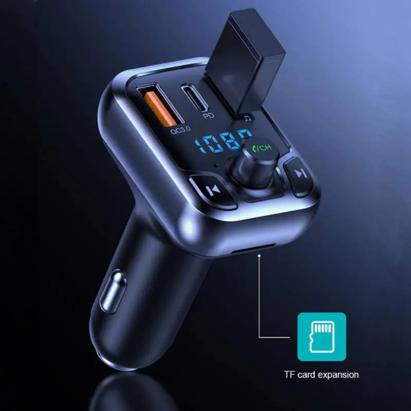 

Автомобильное зарядное устройство QC 3,0 PD, FM-передатчик, беспроводной аудио-приемник громкой связи, mp3-плеер, Bluetooth-совместимый Комплект 5,0, ав...