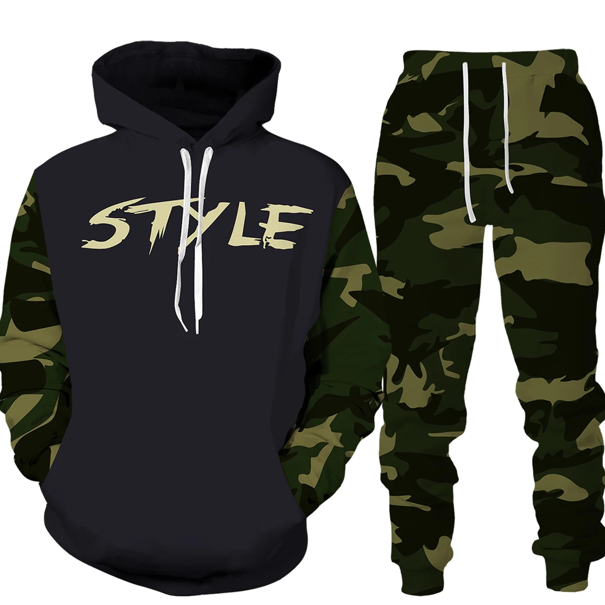 

Hunting Camo 3D Printed Men's Tracksuit Outdoor Fishing Mens Clothes Casual Hoodies Sets Oversized Sportwear Hoodies/Pants/Suits