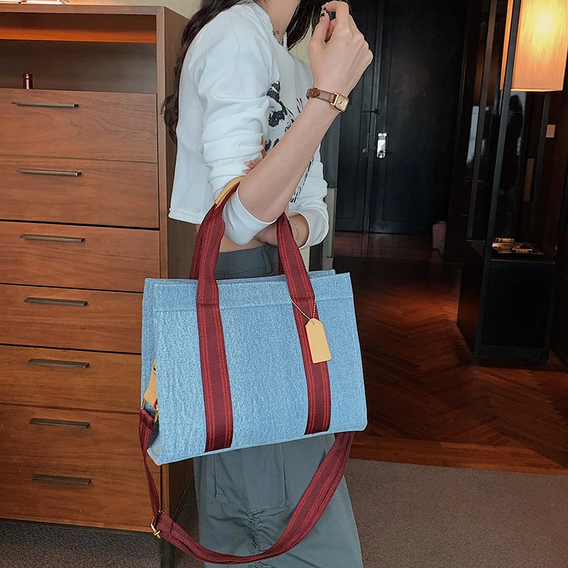 CGCBAG 2023 Fashion Denim Canvas Tote Bag For Women Vintage Designer Luxury Handbags Lage Capacity Female Shoulder Bag Shopper