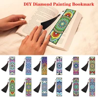5d diy diamond painting bookmark mandala special shaped diamond art mosaic leather tassel book marks craft books handmade gift