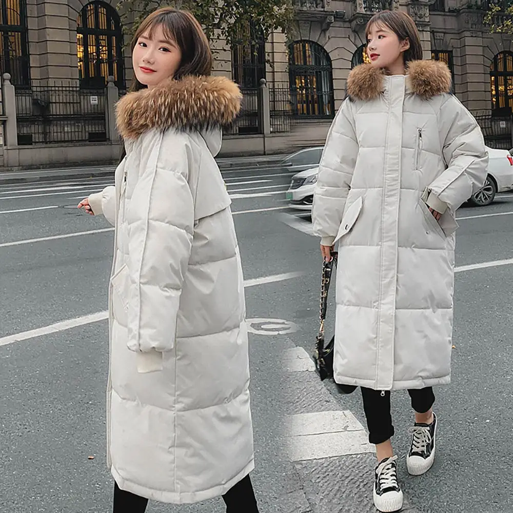 2022 Long Winter Coat Women Hooded Down Parka Ladies New Warm Winter Jacket Women Loose Big Fur Collar Jacket Coat Woman Jacket