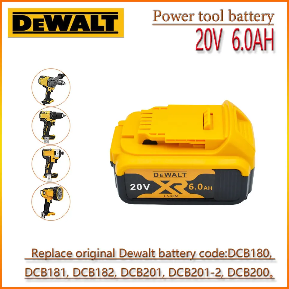 

DeWalt 20V 6.0AH/4.0AH/5.0AH/8.0AH Li-Ion battery power tool replacement for DeWalt DCB184 DCB181 DCB182 DCB200 18V battery