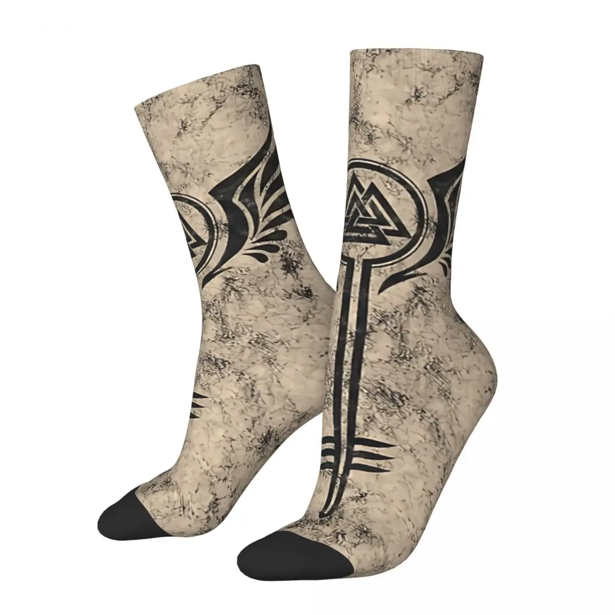 

Men's Socks Valkyrie Shieldmaiden Symbol Odin Valknut Sword Retro Harajuku Viking Art Street Style Crew Crazy Sock Gift Printed