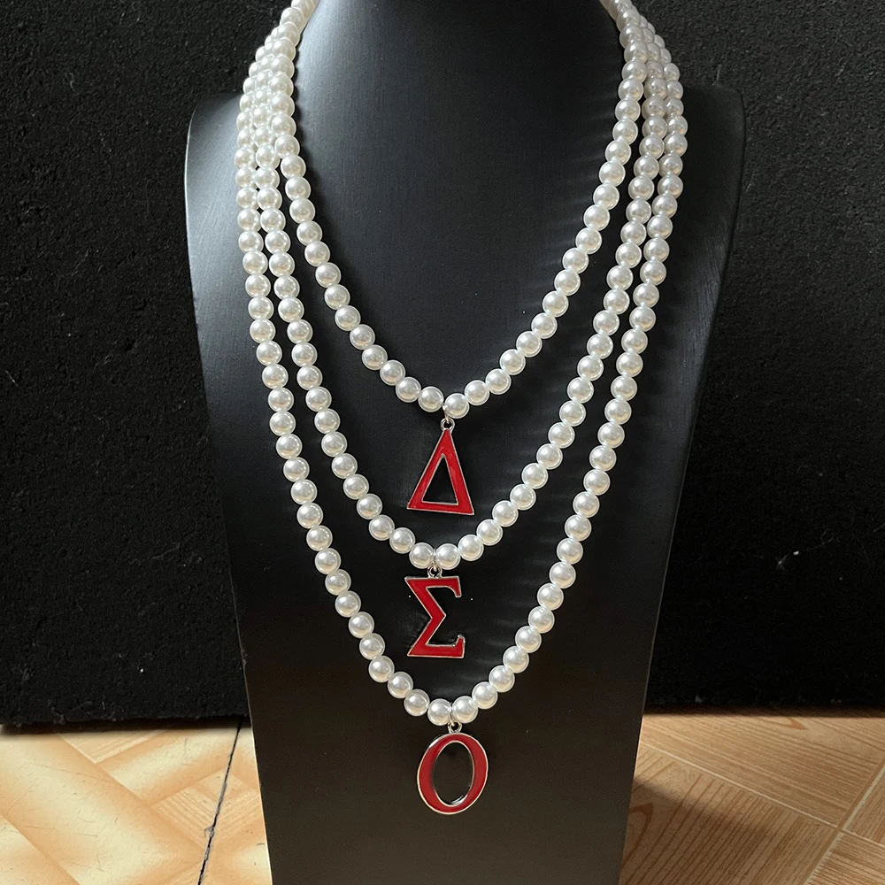 

New Fashion Classic Imitation Pearl Three layer Necklace Greek alphabet Women's Charm Jewelry