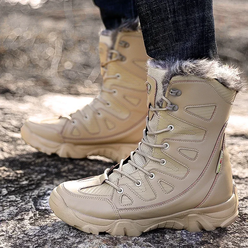 Уличные Походные Ботинки Унисекс Большого Размера С Плюшевой Изоляцией Зимние