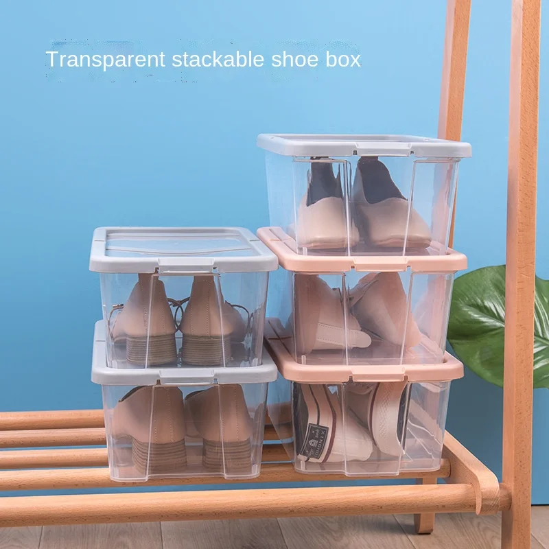 6-piece Storage Box Large Transparent Dust-proof Finishing Storage Shoe Box Dormitory Home Shoe Cabinet Shoe Rack Finishing Box