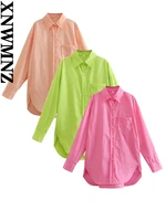 xnwmnz 2022 summer woman fashion solid color pocket shirt women vintage casual loose long sleeve shirt for womens blouse top