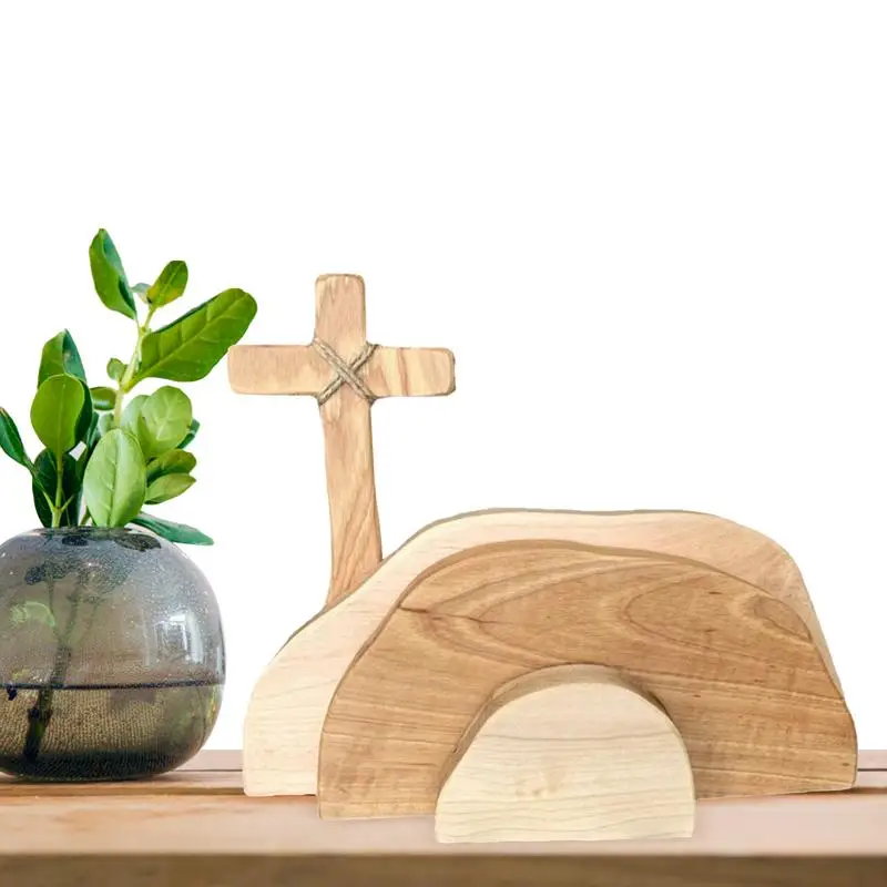 

Набор для создания сцены воскресения, пустой могильник, набор для сцены Пасхи, деревянные поделки для рождества, христианские фигурки для дома, украшение