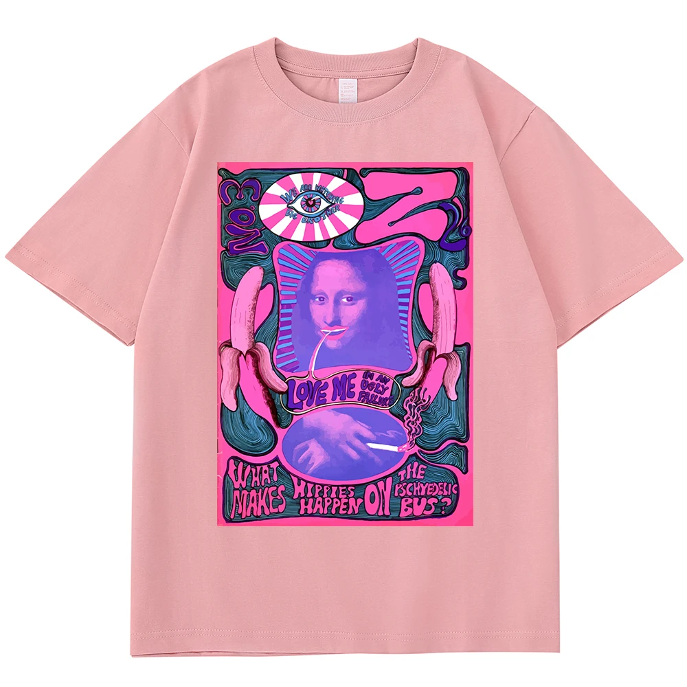 

Personality T Shirt Men's Prank Mona Lisa Printed Original Street Tee Clothing High Quality Cotton Streetwear Trendy Brand Tops