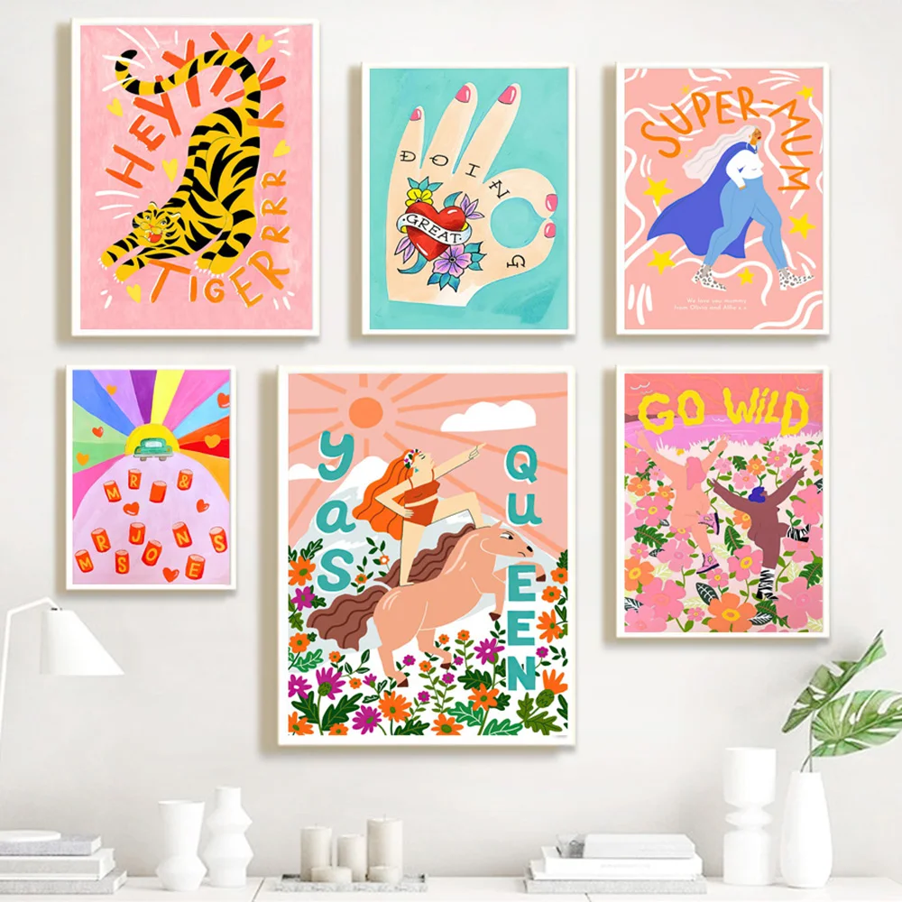 Поп абстрактная фотография девушка Бохо хиппи настенная Картина на холсте