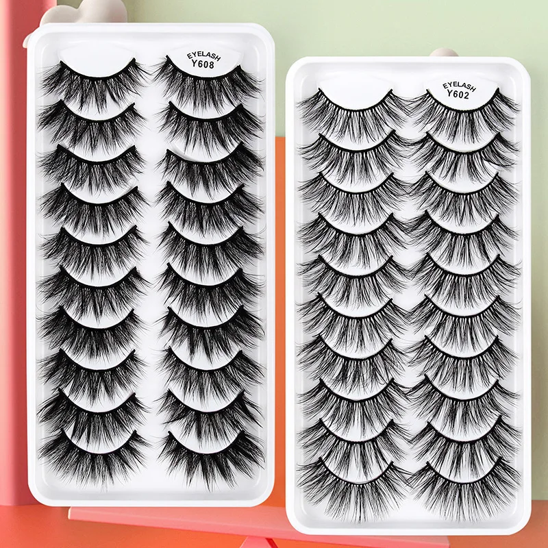 

10Pair Fake Eyelashes Faux Mink Lashes Fluffy Soft Wispy Volume Natural Long False Eyelashes Eye Lashes Reusable Eyelashs Makeup