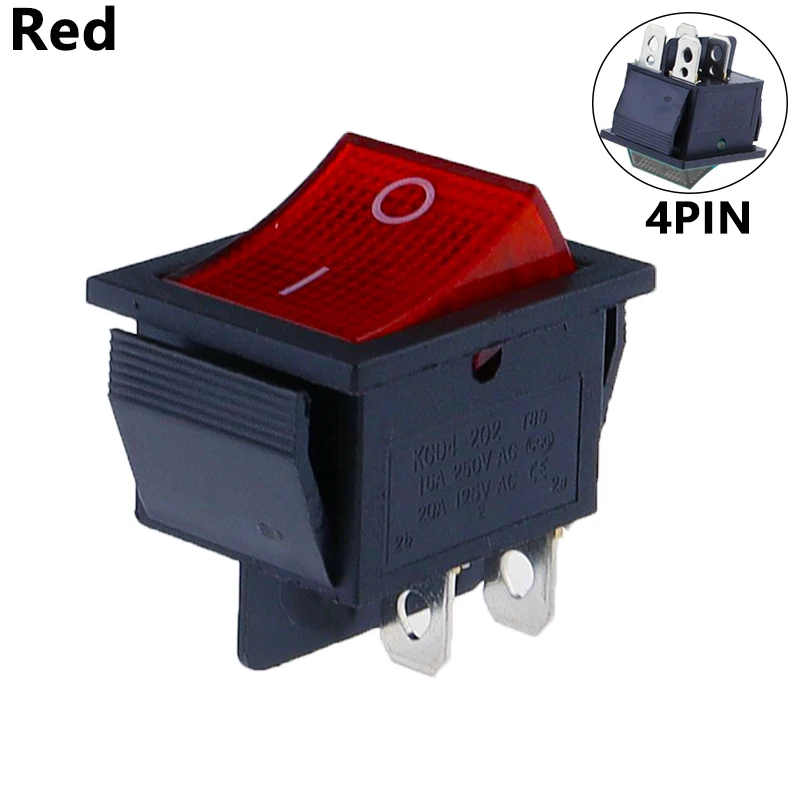 

Переключатель KCD4 пластиковый красный 16А 250В