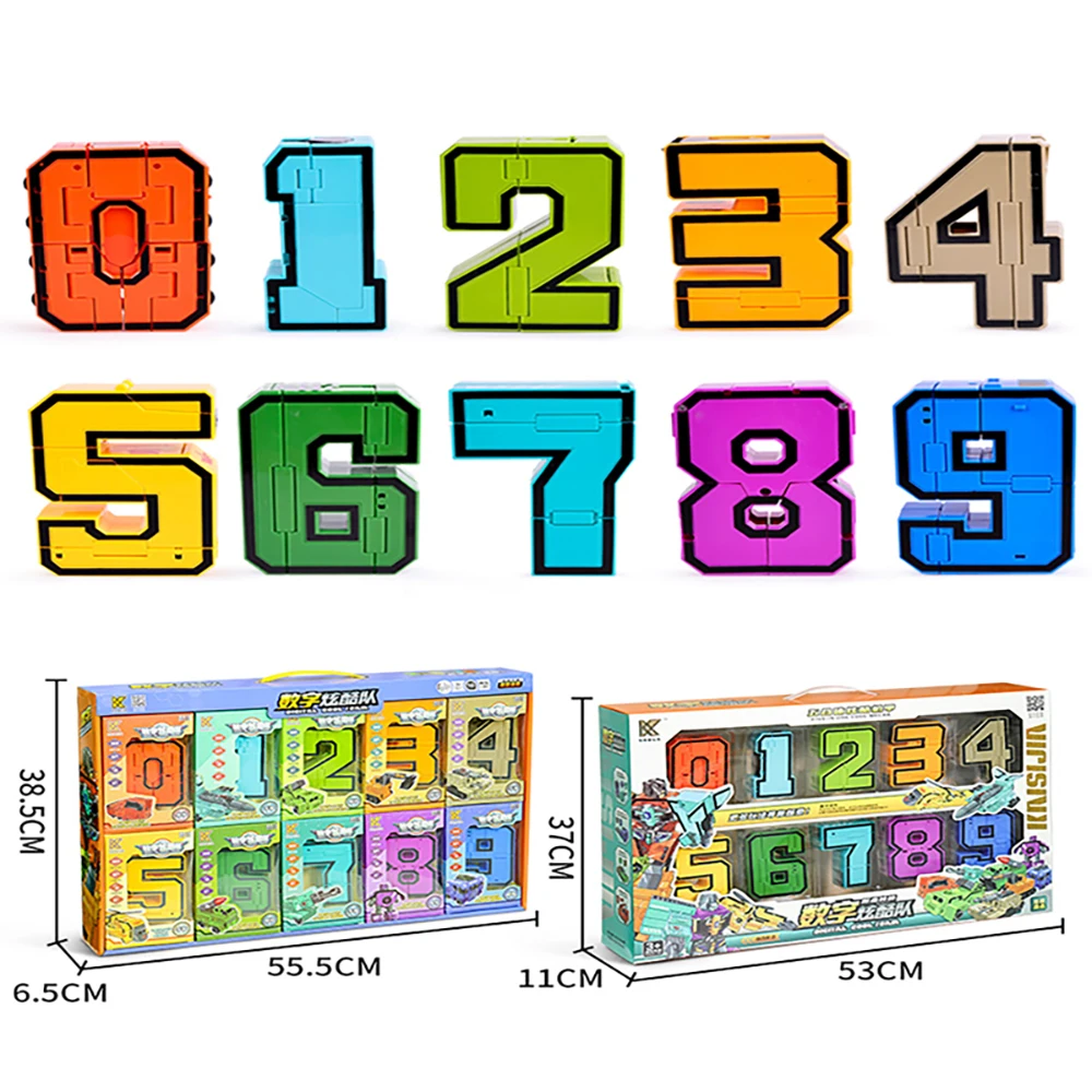 

Big Number 0 to 9 Boy Educational Toy Fit Robot Letter Genuine Morphing Gift for Kids