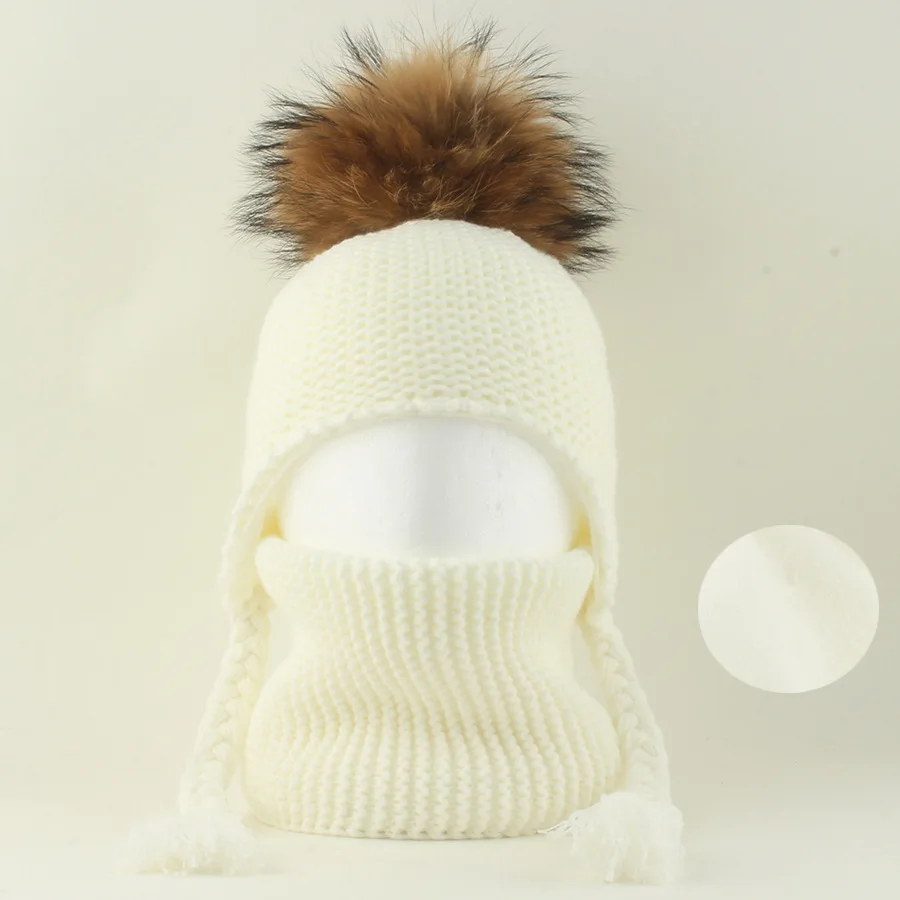 Фото Кепка на голову Hugger Toque, чулки, часы, детская натуральная меховая шапка, шарф, осень-зима, флисовая теплая шапка для мальчиков и девочек, 2 м70 №1