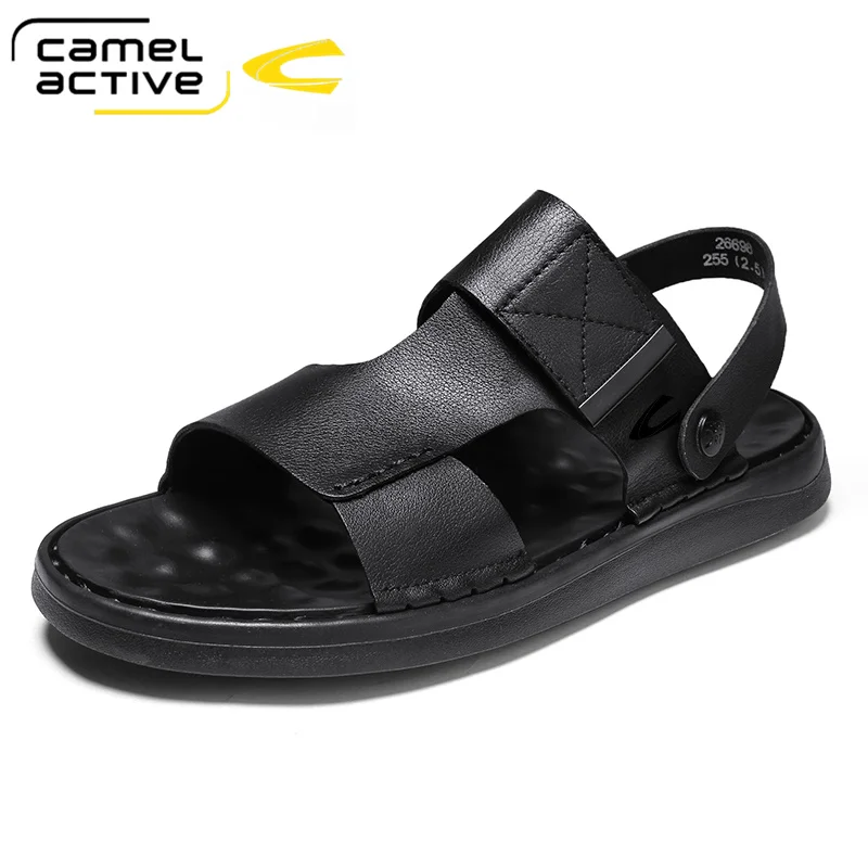 Camel Active 2022 New Outdoor Travel Men's Sandals Fashion Flexible Genuine Leather Shoes Men Sandal Soft Lightweight Beach Flat