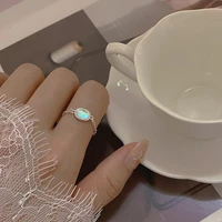 natural moonstone ring for women girls oval gemstones chain rings simple tassel adjustable finger rings romantic vintage jewelry