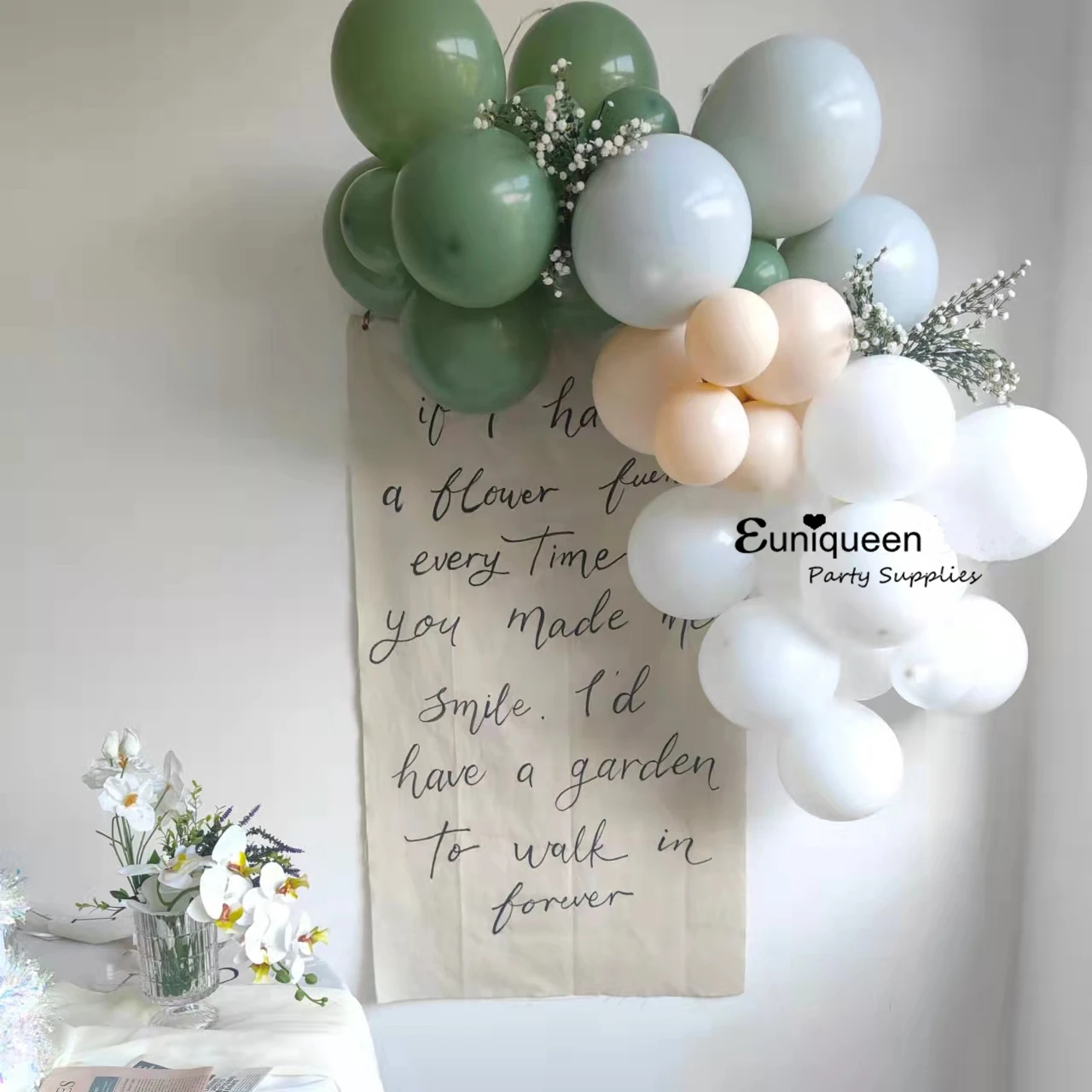 Retro Avocado Green White Balloon Garland DIY Kit Rustic Wedding Engagement Birthday Baby Shower Bridal Shower Party Decor