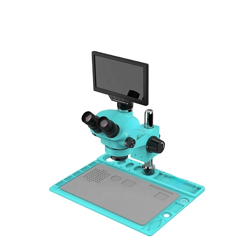 

Gem Stereo Microscope 7-50X Continuous Zoom Mobile Phone Pcb Circuit Board Solder Joint Inspection Magnifying Glass with Monitor