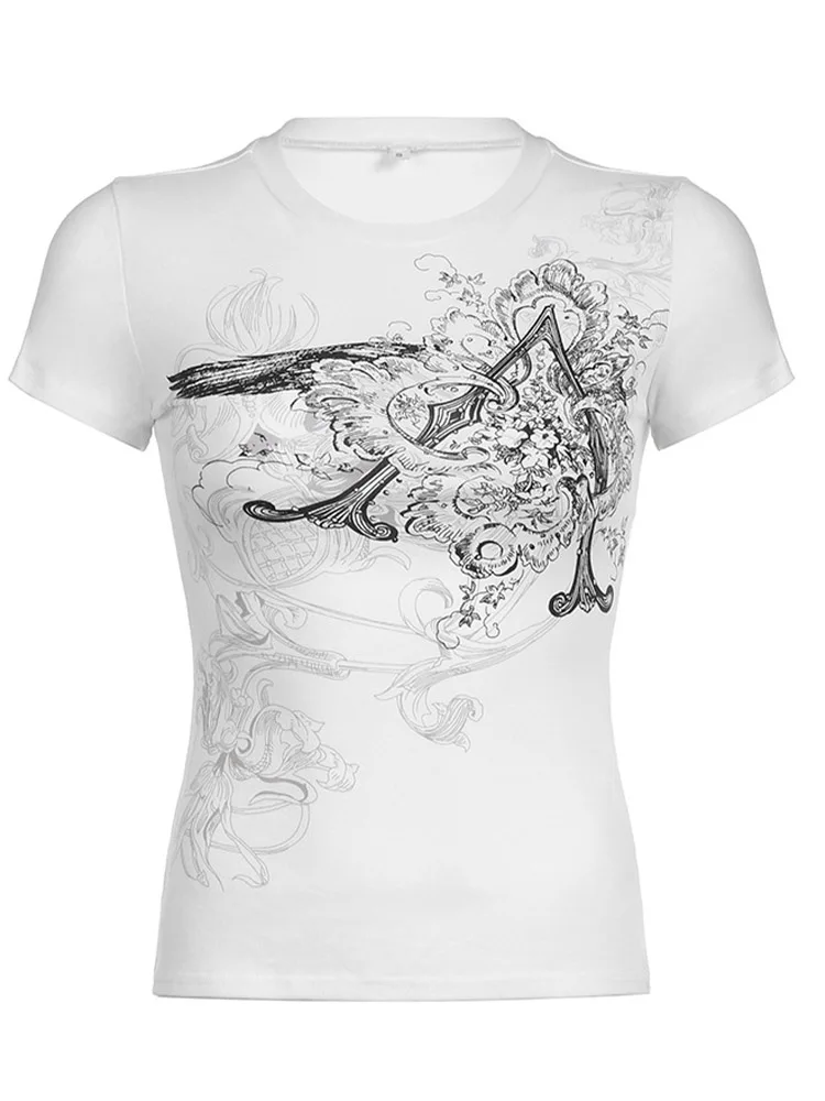 Укороченный топ с графическим принтом в стиле ретро