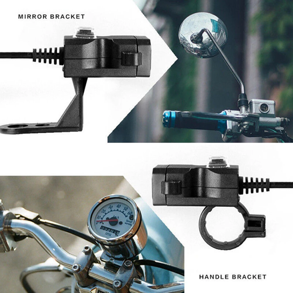 

High Quality Handlebar Charger Power Adapter Dual USB Port Plastic Waterproof Motorcycle Electronics Accessories