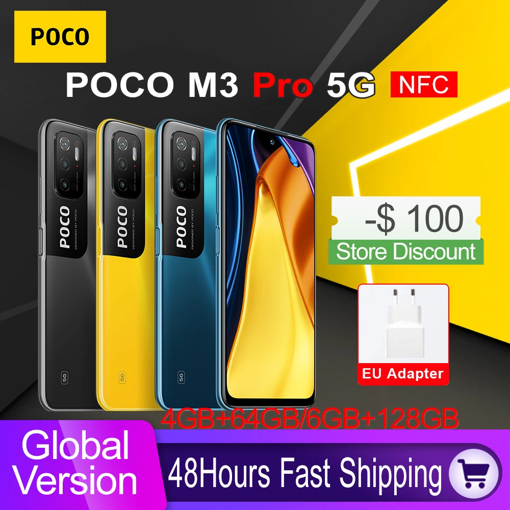 global version poco m3 pro 5g 4gb 64gb 6gb 128gb dimensity 700 90hz 6 5 dotdisplay nfc 5000mah 48mp triple camera cellphone free global shipping