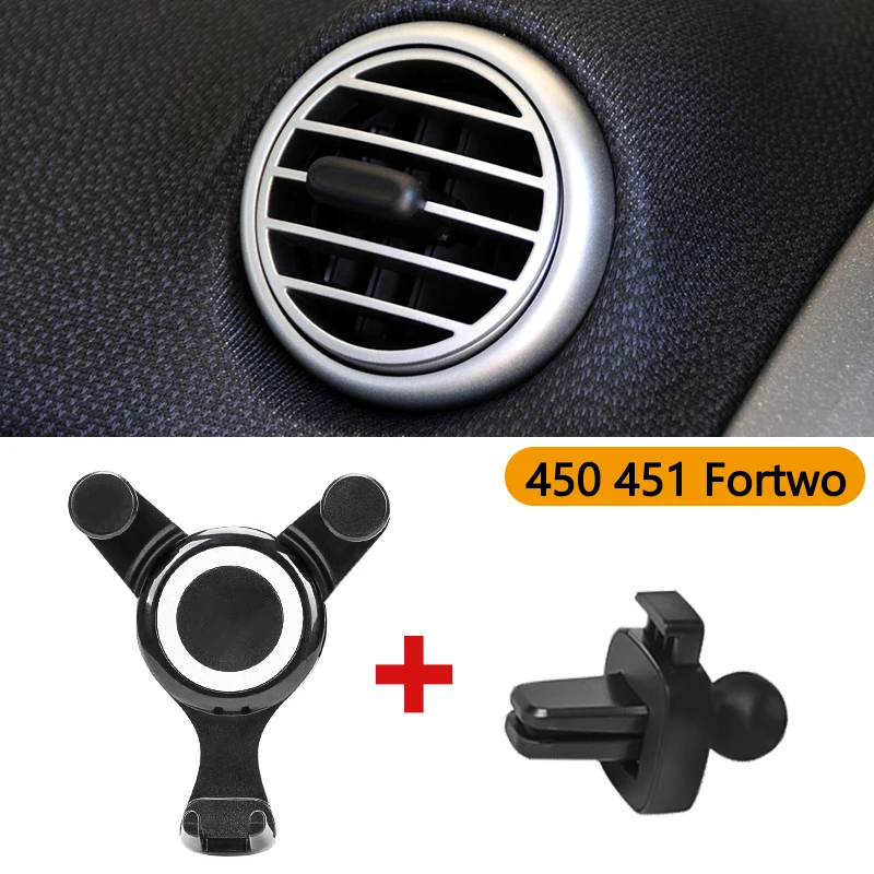 

Автомобильный салонный держатель для мобильного телефона, радионавигационный экран, поддержка воздуховыпускного отверстия, гравитационный кронштейн для Smart 450 451 453 Fortwo Forfour