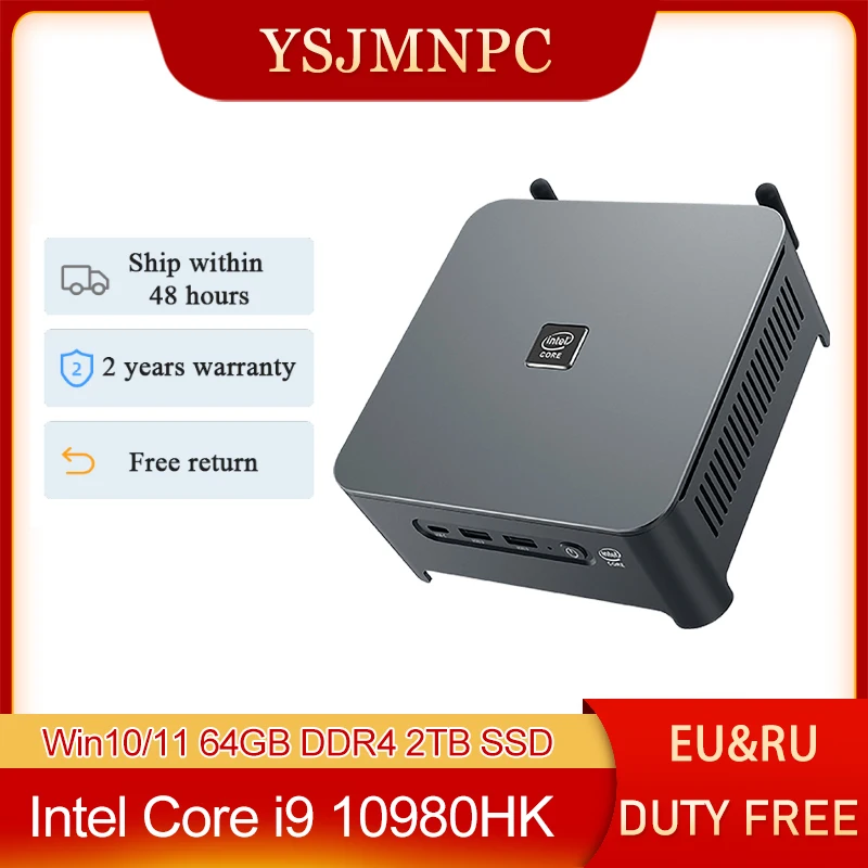 

Лучший мини-ПК Intel Core i9 10980HK i9 10880H игровой компьютер 2 LAN Win10/11 2 * DDR4 MAX 64 Гб 2 * NVMe 2 ТБ SDD Type-C 3x4K AC WIFI